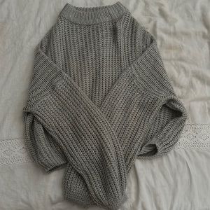 Loose Gray Chunky Knit Sweater